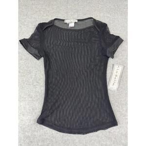 La Belle Open Stitch Mesh Black Top NWT Medium Goth Punk Grunge